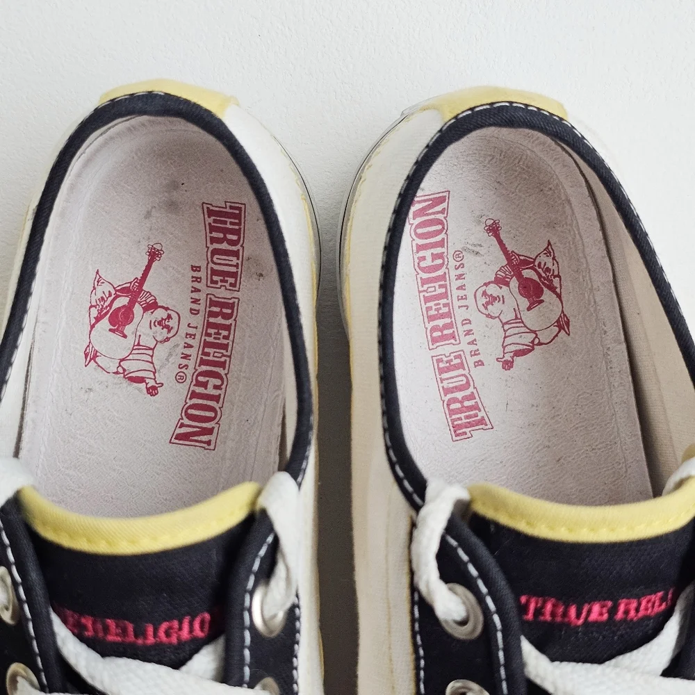 True Religion Rare Low Top Y2K Vintage Black Yellow White Sneakers Men's Size 8